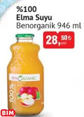 BENORGANİK %100  ELMA SUYU